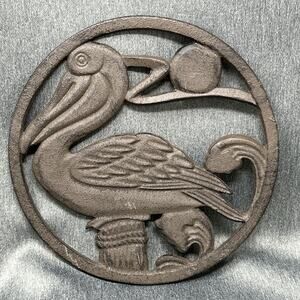 Cast Metal Trivet Pelican Nautical Coastal Kitchen Decor Vintage Style Hot Plate